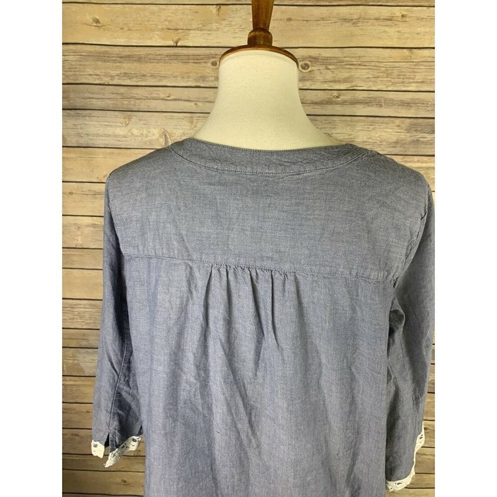 Croft Barrow Large Popover Blouse Lace Details - Picture 6 of 9